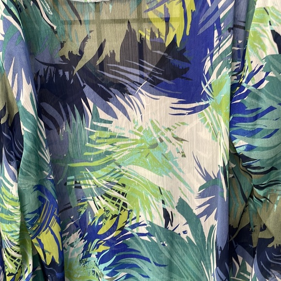 Mr Max Sheer Blouse, Leafy Pattern, Bell Sleeves, NWOT SZ XL - Picture 7 of 9